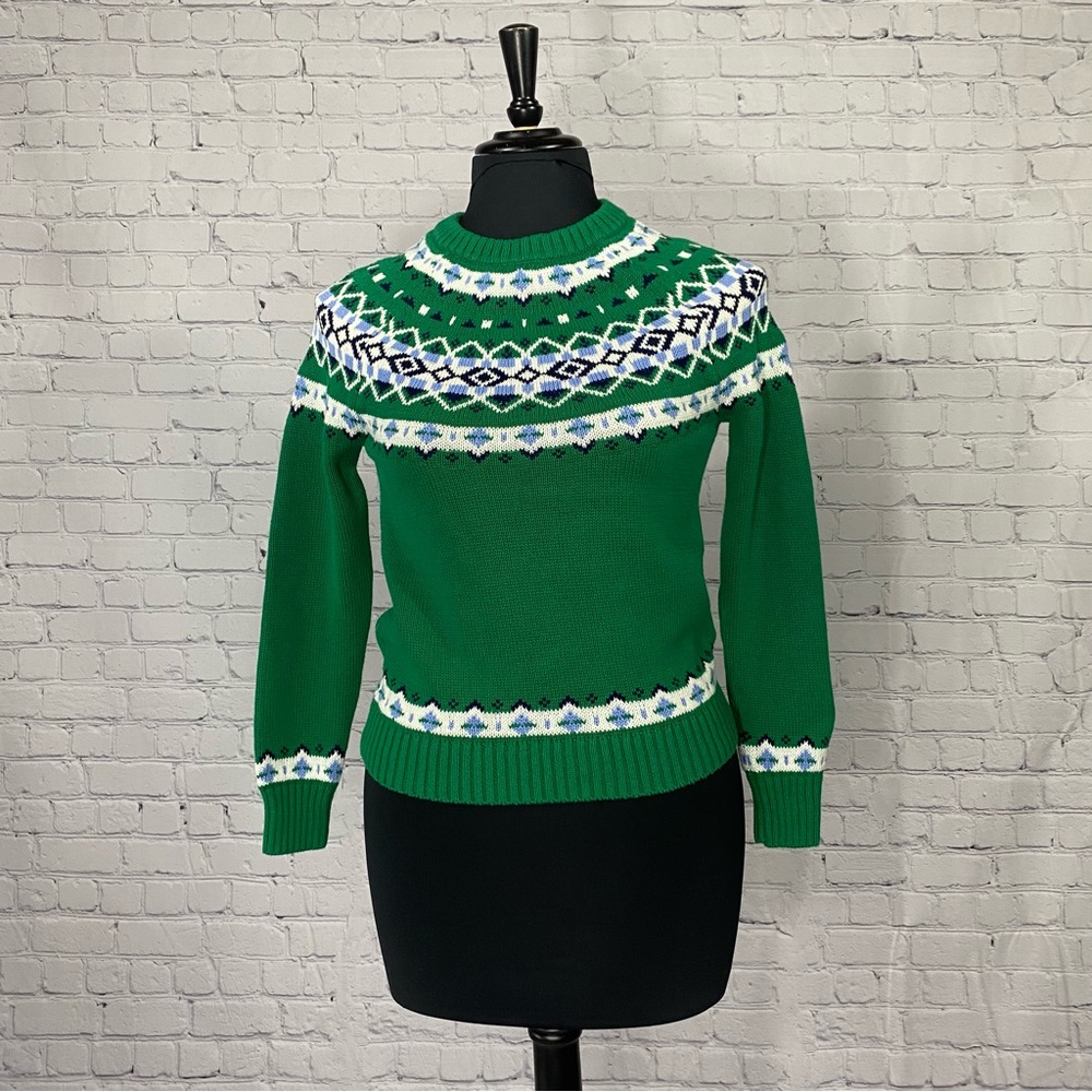 J. Crew blue, green and white sweater, NWT, size XXS